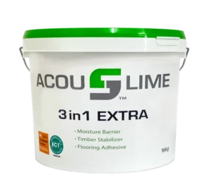 A tub of 3 in 1 Acouslime Flooring Adhesive Glue