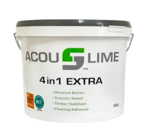 A tub of 4 in 1 Acoustic Flooring Adhesive Glue